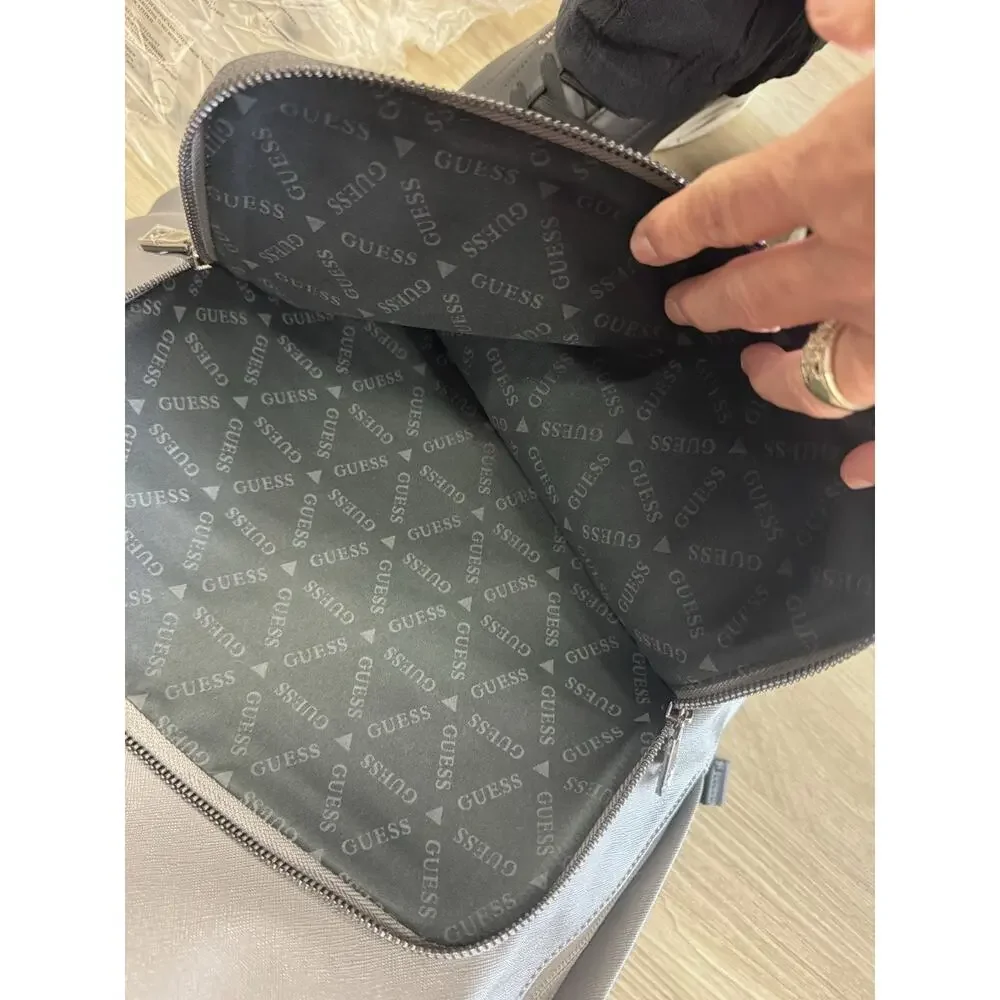 GUESS Milano Compact Backpack Gray Adjustable Straps Zip Designer Women